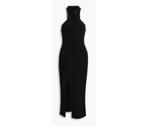 Daija twisted ribbed-knit midi dress - Black