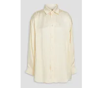 Oversized satin shirt - White