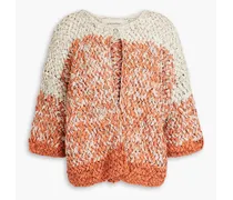 Marled open-knit cardigan - Orange