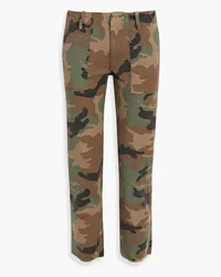 Nili Lotan Jenna cropped camouflage cotton-blend twill straight-leg pants - Green Green