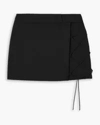 Nensi Dojaka Lace-up grain de poudre wool-blend mini skirt - Black Black