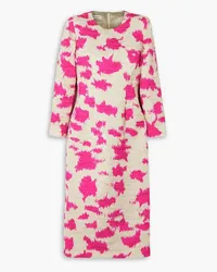 Dries van Noten Printed satin-cloqué midi dress - Pink Pink