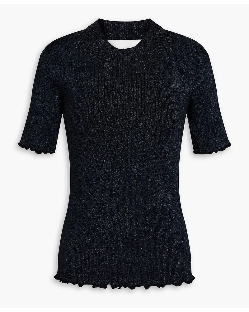 3.1 phillip lim Cutout metallic ribbed-knit top - Blue Blue