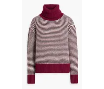 Striped wool turtleneck sweater - Burgundy