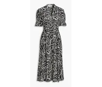 Erica zebra-print cotton-blend poplin midi dress - Black