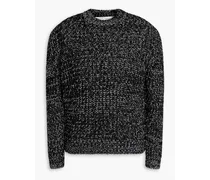 Marled ribbed cotton-blend sweater - Black
