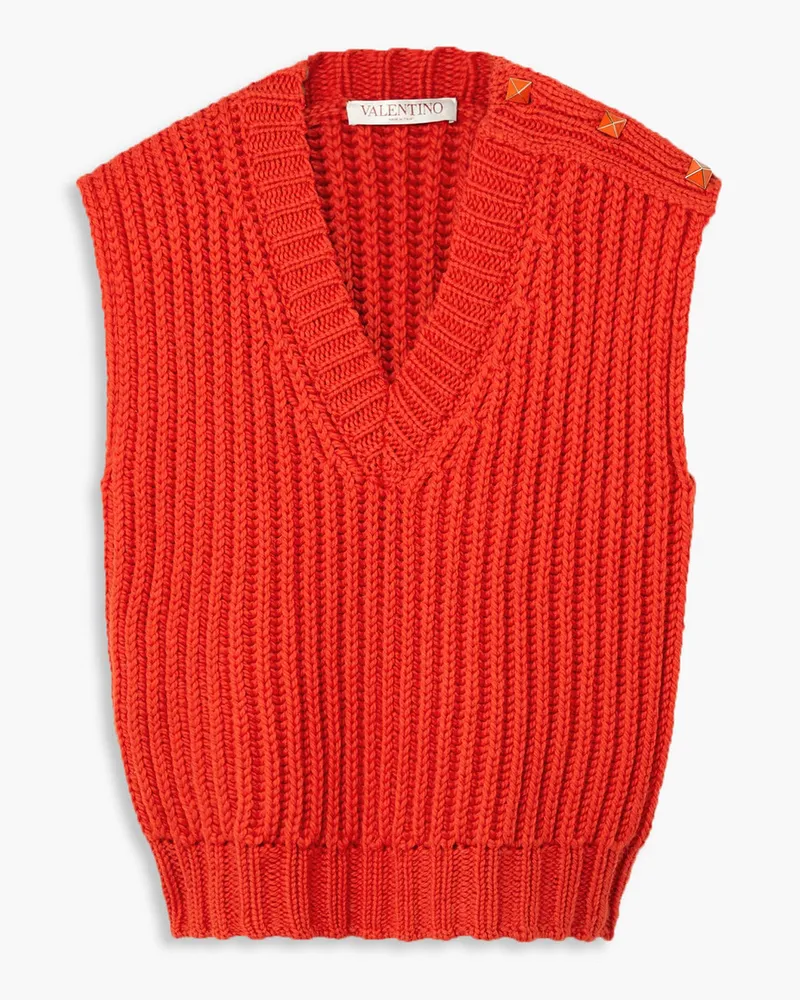 Oversized ribbed wool and mohair-blend vest - Red