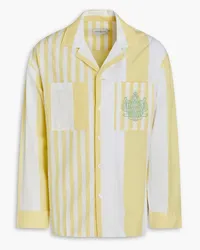 Kitsuné Striped printed cotton-seersucker shirt - Yellow Yellow