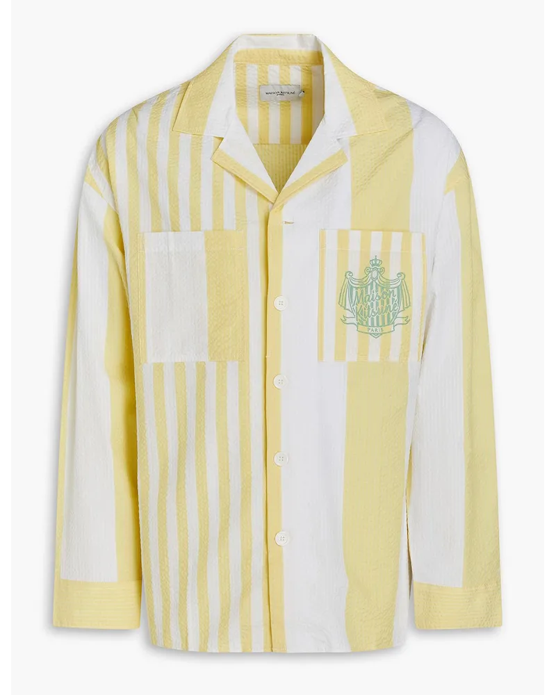 Kitsuné Striped printed cotton-seersucker shirt - Yellow Yellow