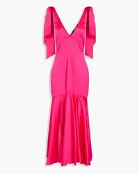 ROTATE Birger Christensen Bow-detailed satin midi dress - Pink Pink