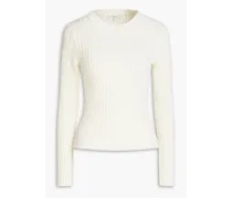 Ribbed cotton and linen-blend sweater - White