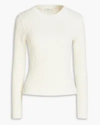 Vince Ribbed cotton and linen-blend sweater - White White