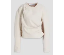 Venika draped cotton-blend fleece sweatshirt - White