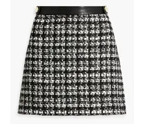 Alice Olivia - Faux leather-trimmed tweed mini skirt - Black