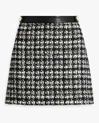 Alice + Olivia Alice Olivia - Faux leather-trimmed tweed mini skirt - Black Black