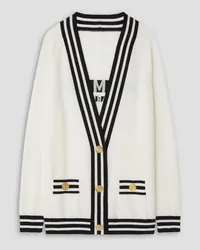 Balmain Striped jacquard-knit wool-blend cardigan - White White