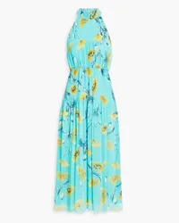 Diane von Furstenberg Lupin floral-print plissé-chiffon midi dress - Blue Blue