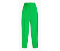 Pleated grain de poudre tapered pants - Green