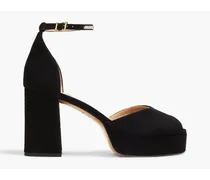 Crystal-embellished suede platform sandals - Black