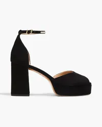 Maje Crystal-embellished suede platform sandals - Black Black