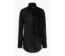 Cutout crepon-satin blouse - Black
