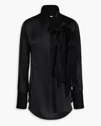 Victoria Beckham Cutout crepon-satin blouse - Black Black