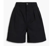 Milo pleated cotton-twill shorts - Black
