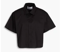 Cropped cotton-poplin shirt - Black