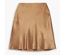 Crinkled-satin mini skirt - Brown