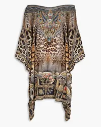 Camilla Crystal-embellished printed silk crepe de chine kaftan - Animal print Animal