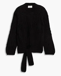 3.1 phillip lim Tie-front ribbed-knit sweater - Black Black