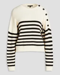 Maje Striped ribbed-knit sweater - White White