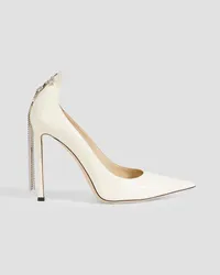 Jimmy Choo Spruce 110 crystal-embellished patent-leather pumps - White White