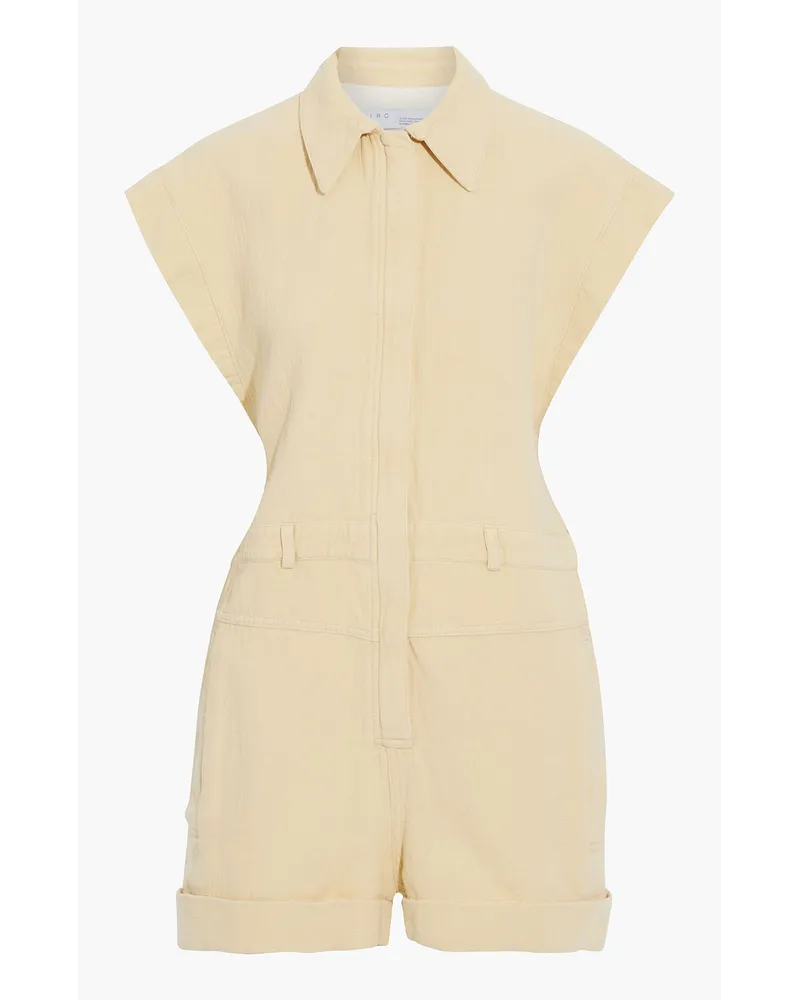 IRO Playa slub cotton and linen-blend playsuit - Yellow Yellow