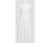Celeste wrap-effect cutout cotton-poplin maxi dress - White
