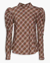 Veronica Beard Isabel checked cotton-blend top - Brown Brown