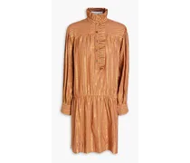 Eddy metallic striped twill midi shirt dress - Brown