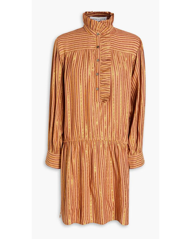 Antik Batik Eddy metallic striped twill midi shirt dress - Brown Brown