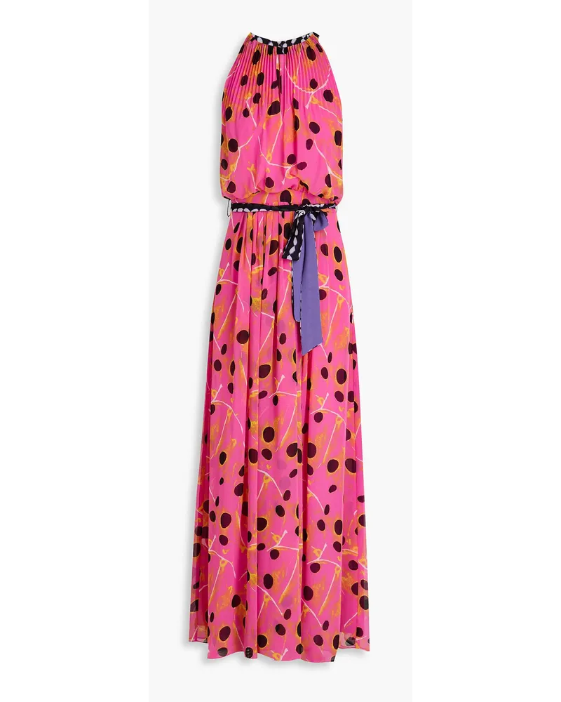 Diane von Furstenberg Miriam pleated printed chiffon maxi dress - Pink Pink