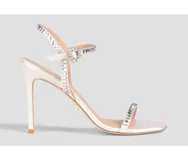 Gem Cut embellished satin sandals - White