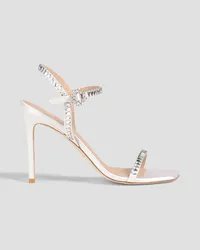 Stuart Weitzman Gem Cut embellished satin sandals - White White