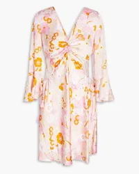 Maje Ruched floral-print satin mini dress - Pink Pink