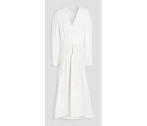 Cutout slub cotton midi dress - White