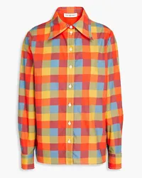 Tory Burch Checked cotton-poplin shirt - Orange Orange