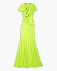 HALPERN Twisted draped satin gown - Green Green