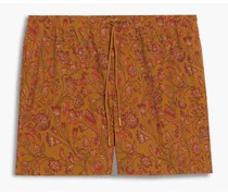 Mid-length printed swim shorts - Brown