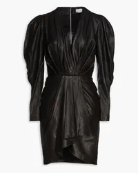 IRO Sumai wrap-effect pleated leather mini dress - Black Black