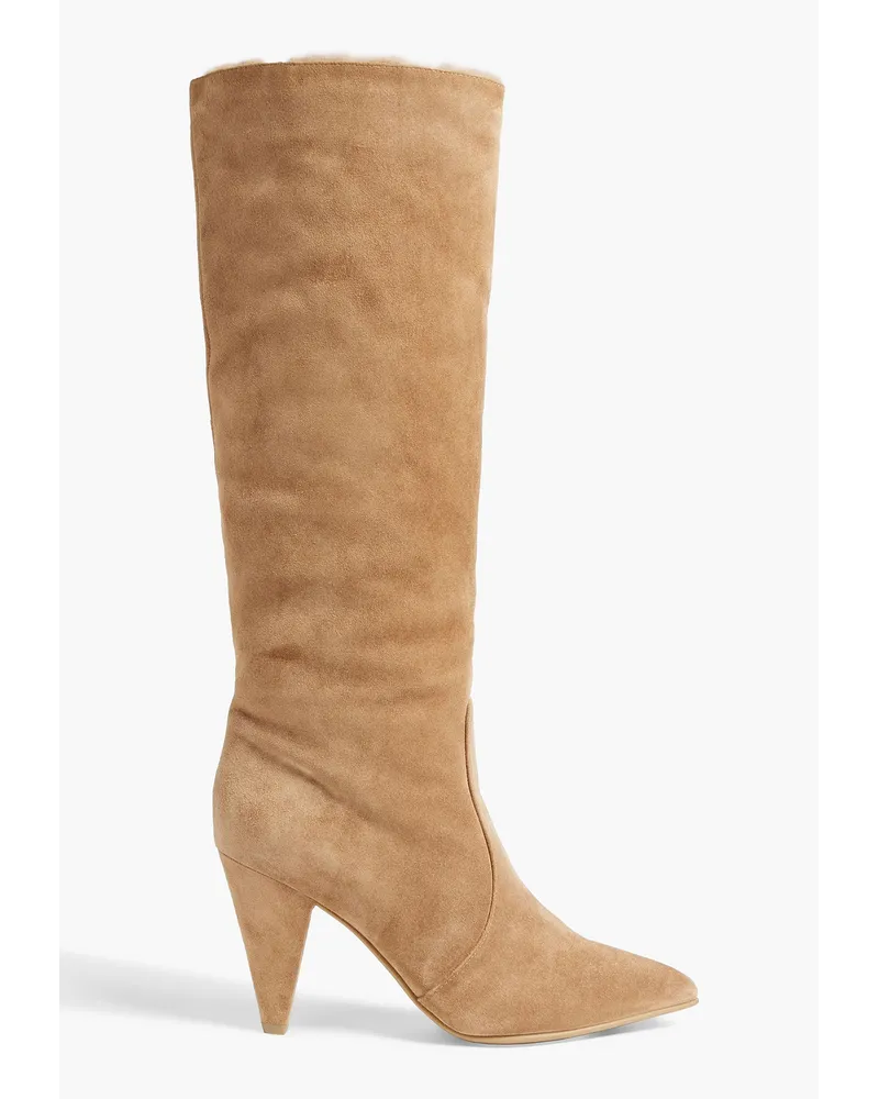 Gianvito Rossi Faux shearling-lined suede knee boots - Neutral Neutral