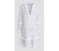 Claudia tiered printed cotton coverup - White