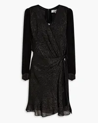 Diane von Furstenberg Clarice wrap-effect metallic crepon mini dress - Black Black